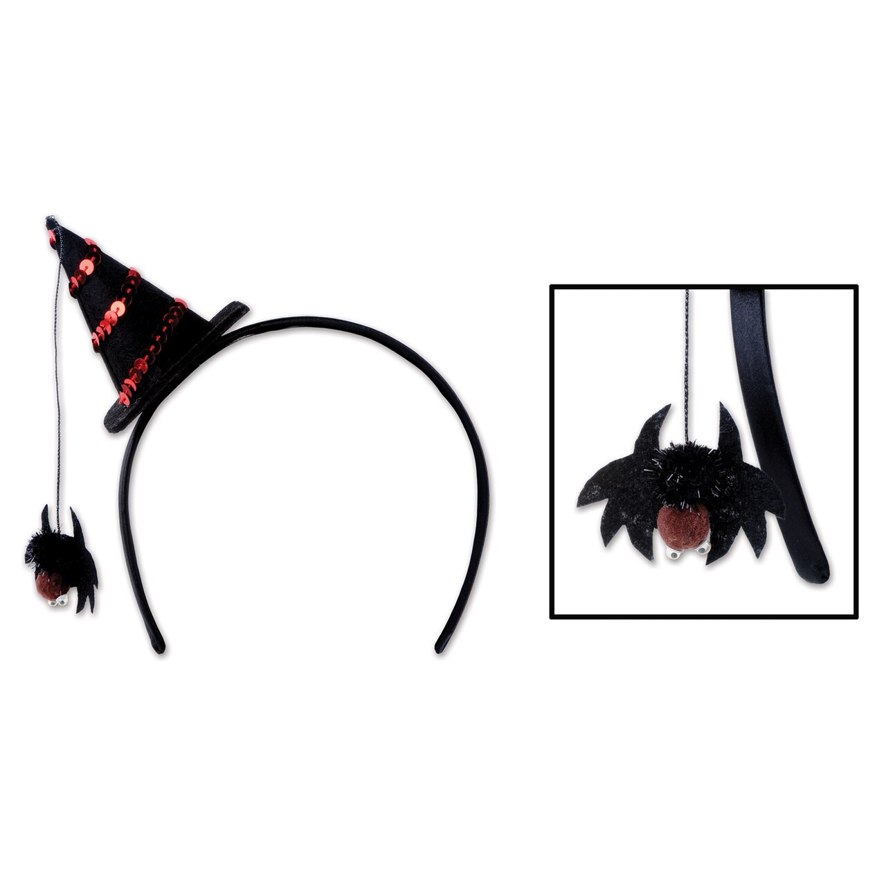 Beistle Club Pack of 12 Dangling Spider Witch Hat Halloween Bopper Headband